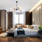 Interior application of Chandelier Stilnovo Opal Globe Black Body with 8xE27 Fitting | TEKLED 159-17322
