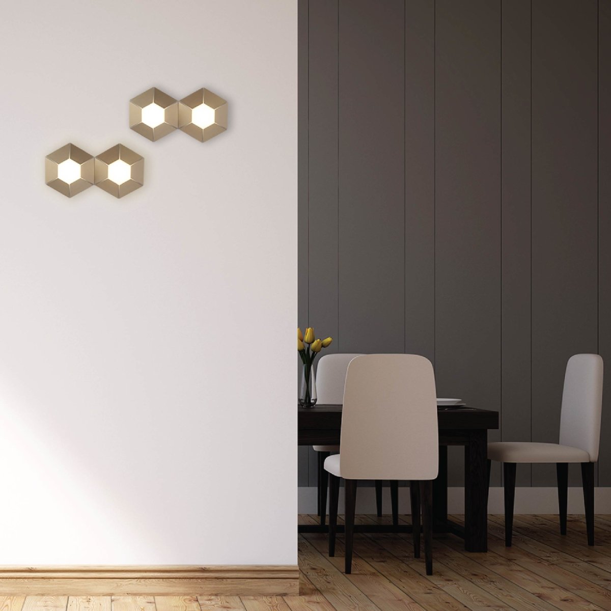 Interior application of Honeycomb Gold Opal Contemporary Modern Triple Wall Light 17W 4000K Natural Cool White | TEKLED 158-19822