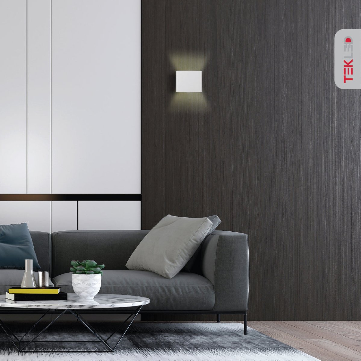 Interior application of LED Cuboid Wall Light 5W Cool White 4000K White | TEKLED 151-19620