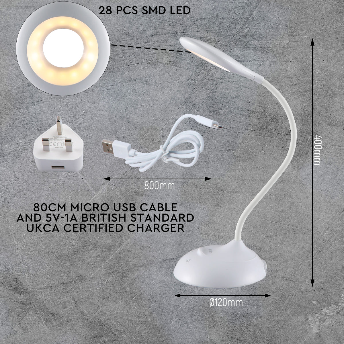 Interior application of Ringo White Rechargable Desk Light 5 Dimmable and Colour Modes | TEKLED 130-03600