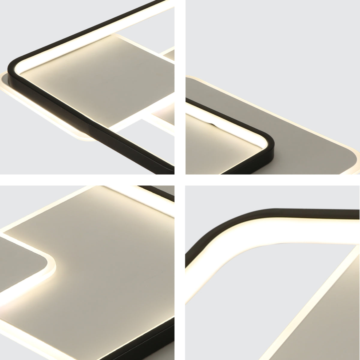 Close shots of Intersecting Squares LED Flush Ceiling Light 159-18105