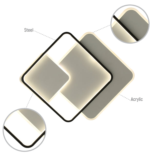 Lighting properties of Intersecting Squares LED Flush Ceiling Light 159-18105