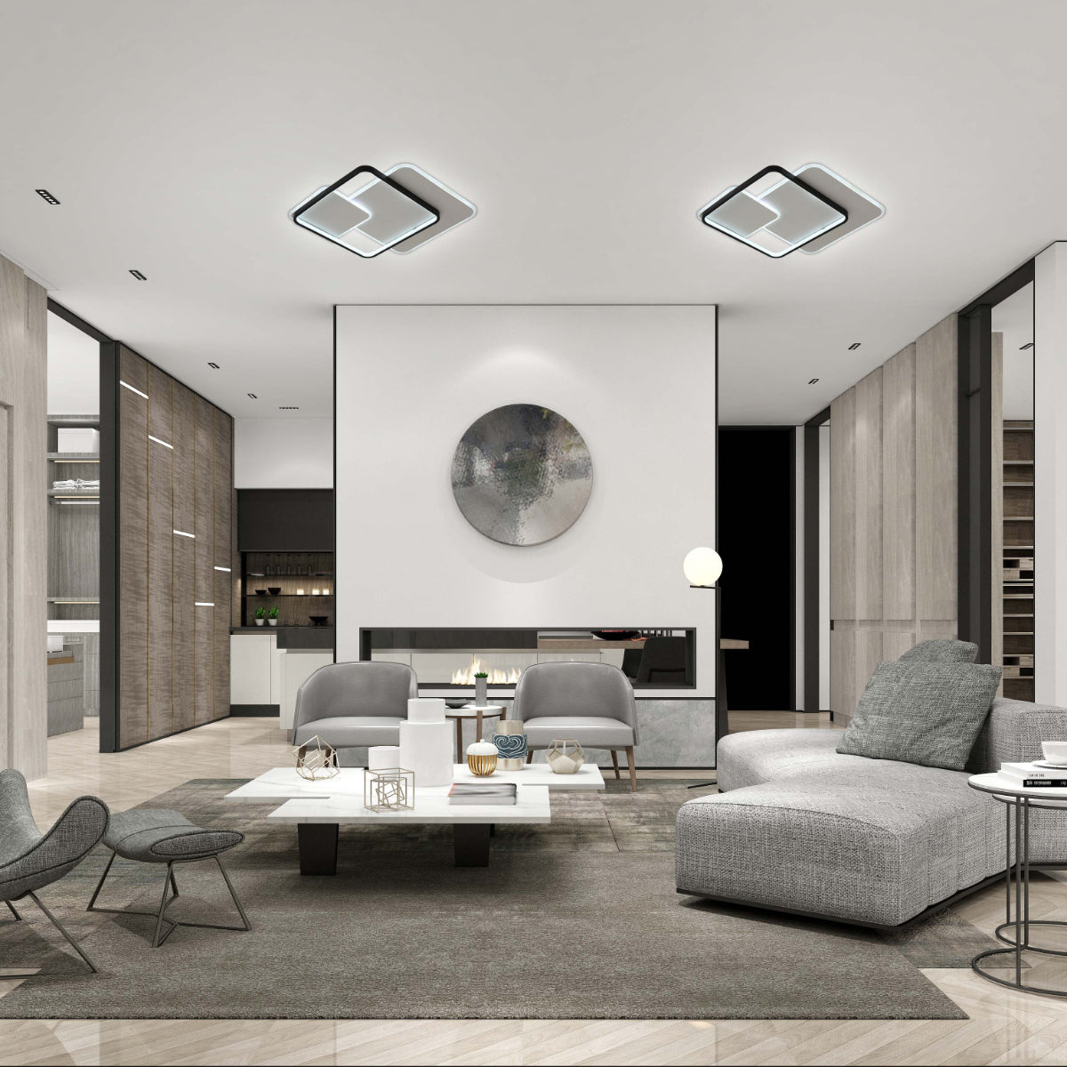 Usage of Intersecting Squares LED Flush Ceiling Light 159-18105