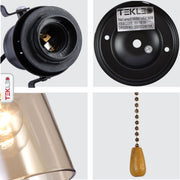 Detailed photo of amber glass cone wall light e27 and pull down switch