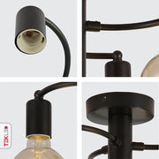 Detailed photo of black metal ceiling light with 4xe27 fitting