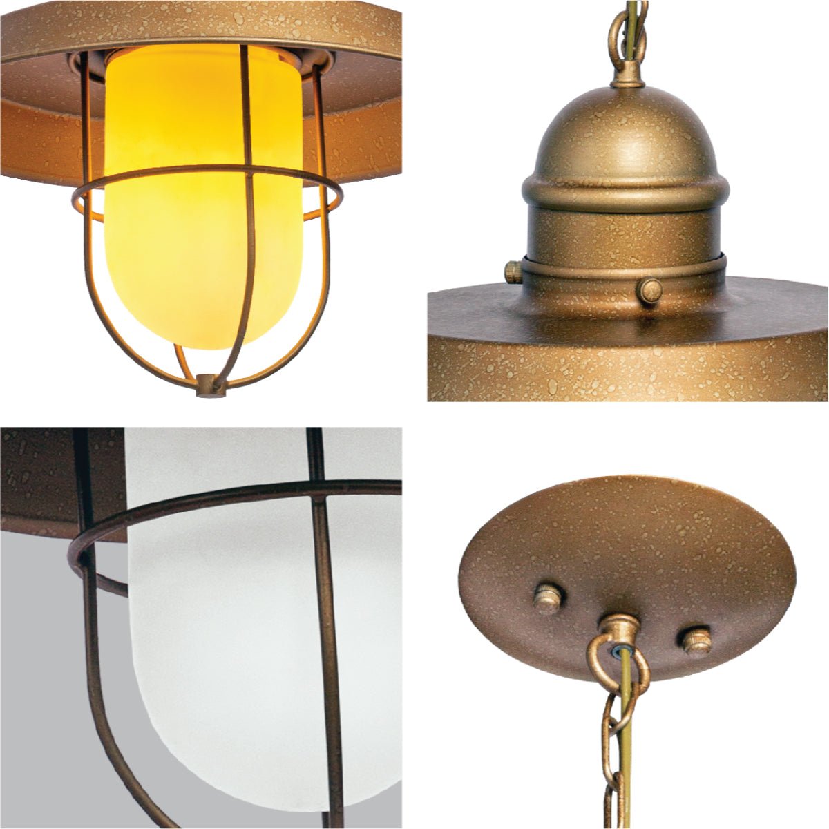 Detailed shots of Bronze Metal Opal Glass Caged Step Pendant Ceiling Light with E27 | TEKLED 150-17100