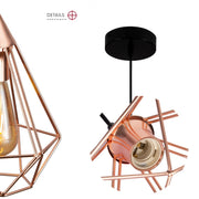Detailed photo of rose gold metal cage pendant light s with e27 fitting