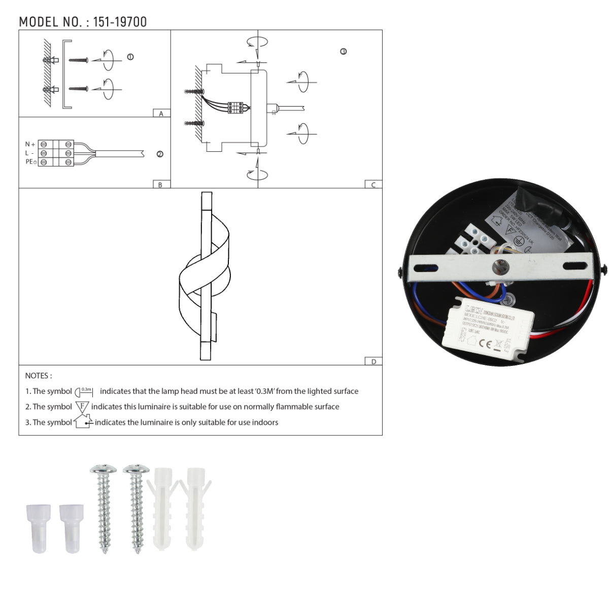 Technical specs of LED Spiral Modern Wall Sconce Light Chrome CCT Changable 151-19700