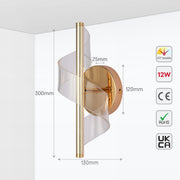 Size and certifications of LED Spiral Modern Wall Sconce Light Chrome CCT Changable 151-19704