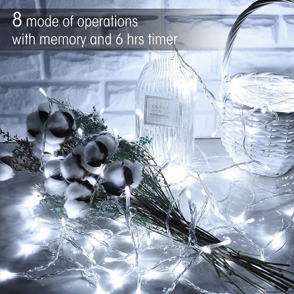 Modes of operation and setting features of Crater LED String Light 200 LEDs 25m with Power Adaptor Cool White LED String Light