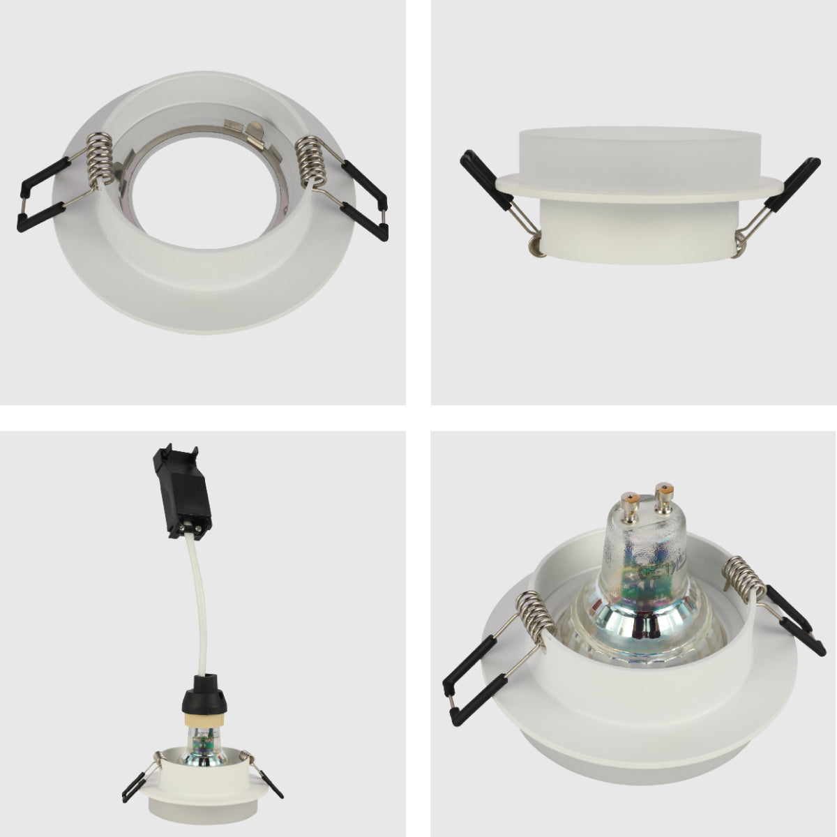 Close shots of Low-Glare GU10 Fixed Downlight - Opal Acrylic & Die-Cast Aluminum 143-04041