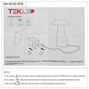Technical specs of Lumi Crystal Touch: Rechargeable Mushroom-Shaped LED Lamp 130-03716