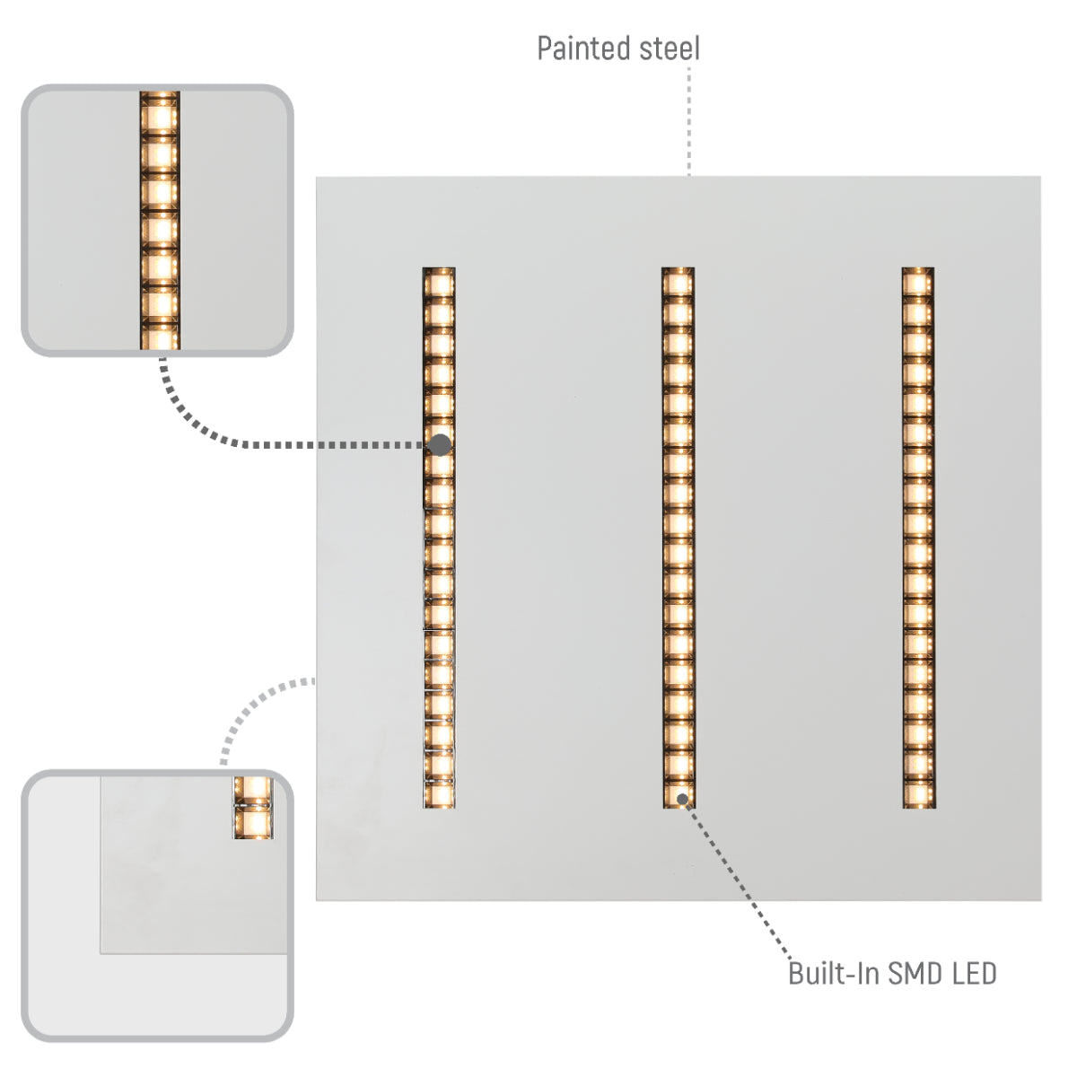 Lighting properties of LuminEssence OfficePro Anti Glare Laser LED Panel Light 40W 4000lm Low UGR 600x600 3CCT 165-015059