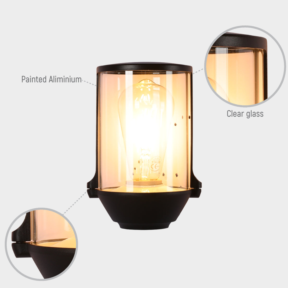 Lighting properties of Lux Vintage Classic Outdoor Wall Light Sconce IP54 Black 182-03423