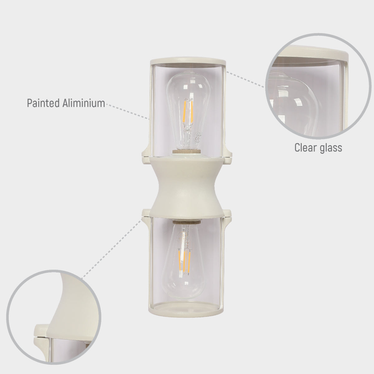 Lighting properties of Lux Vintage Classic Up Down Outdoor Wall Light IP54 White 182-03424