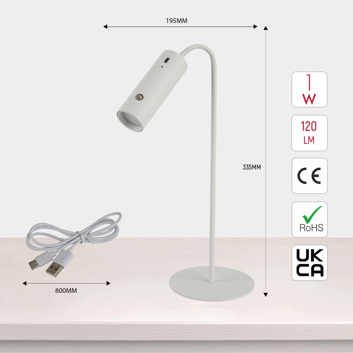Size and certifications of Magna Lume Clip & Mount LED Lamp 130-03708