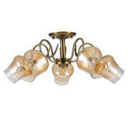 Main image of Amber Bell Glass Antique Brass Metal Semi Flush Ceiling Light 159-17124 | TEKLED 159-17124