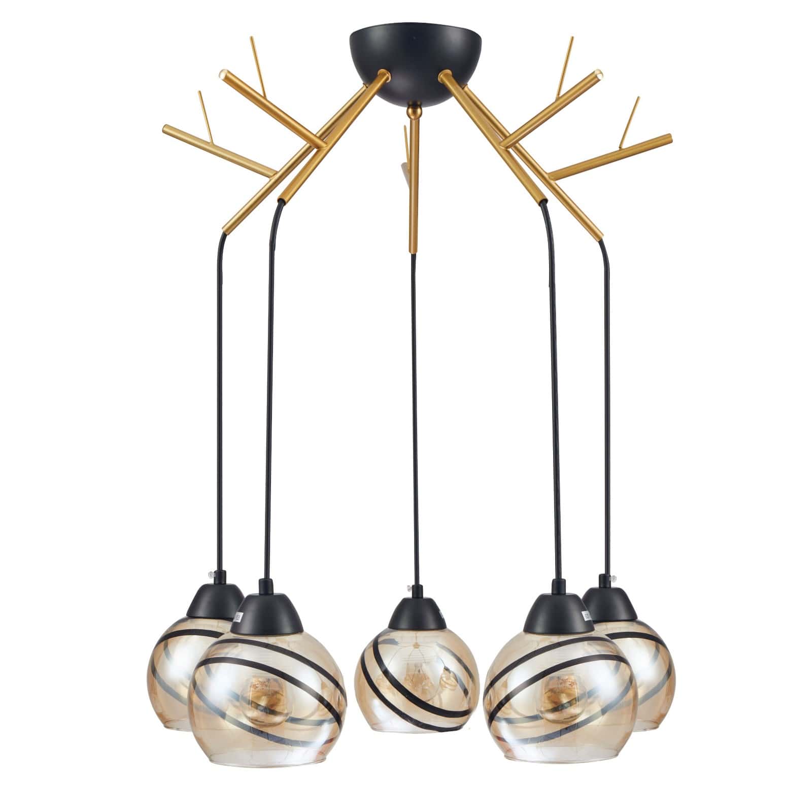 Main image of Amber Dome Glass Gold Twig Modern Ceiling Light 159-17596 | TEKLED 159-17596