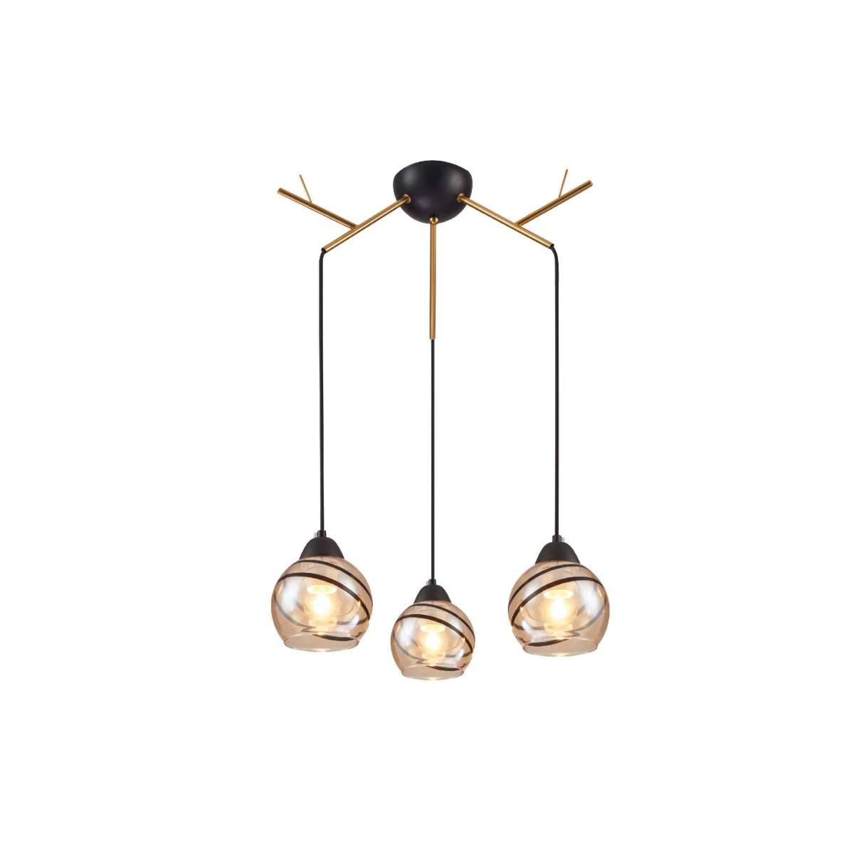 Main image of Amber Dome Glass Gold Twig Modern Ceiling Light | TEKLED 159-17594