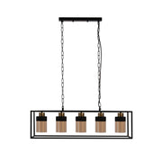 Main image of Amber Glass Black Metal Body Island Chandelier with 5xE27 Fitting | TEKLED 159-17398