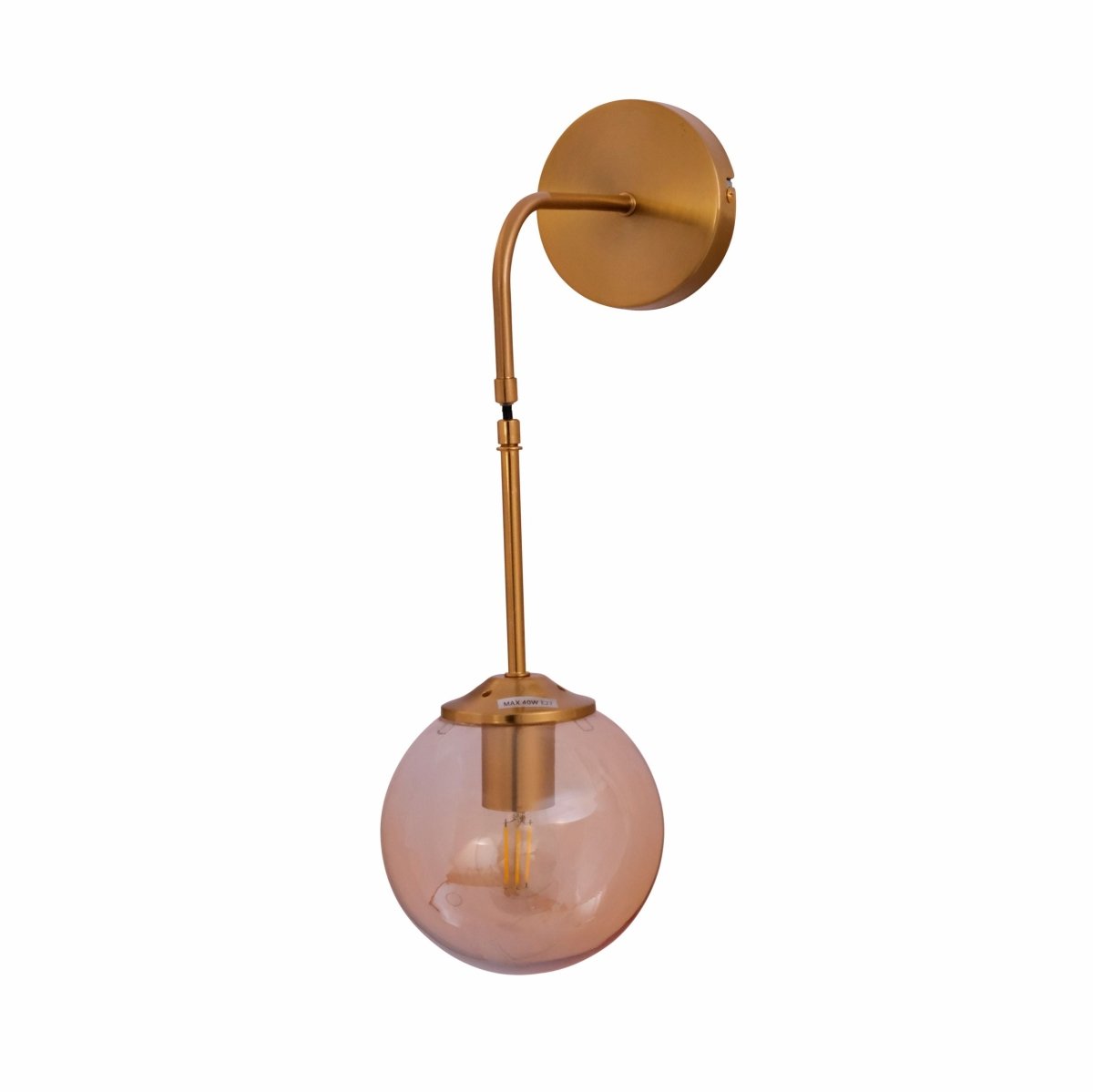 Main image of Amber Glass Gold Metal Pendant Wall Light with E27 Fitting | TEKLED 151-19730