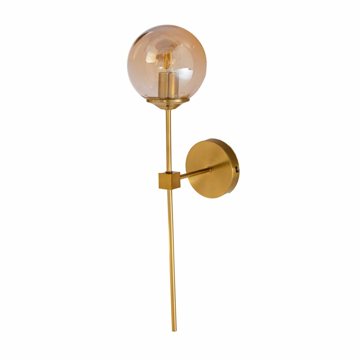 Main image of Amber Glass Gold Metal Wall Light L with E27 Fitting | TEKLED 151-19728