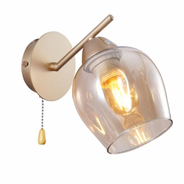 Main image of Amber Glass Metalic Gold Branch Twig Modern Wall Light with E27 Fitting and Pull Down Switch | TEKLED 151-19810