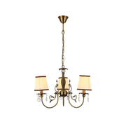 Main image of Antique Brass Finishing Metal Body Off White Shade Candle Vintage Crystal Ceiling Light with E14 | TEKLED 156-18200