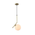 Main image of Antique Brass Metal Opal White Glass Globe Pendant Ceiling Light D200 with E27 Fitting | TEKLED 158-19658
