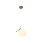Main image of Antique Brass Metal Opal White Glass Globe Pendant Ceiling Light D250 with E27 Fitting | TEKLED 158-19660