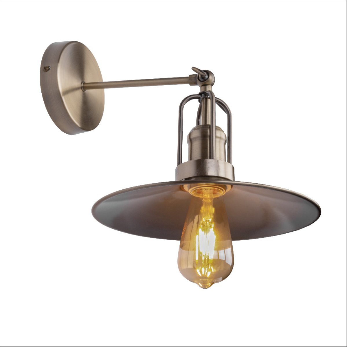Main image of Antique Bronze Flat Metal Hinged Indutrial Retro Wall Light with E27 Fitting | TEKLED 151-19602