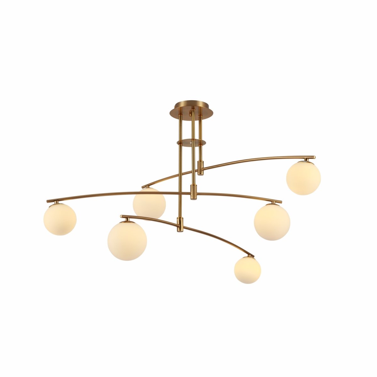 Main image of Balanced Palm Modern Chandelier with 6xG9 Fittings Opal Globes and Gold Body | TEKLED 159-17488