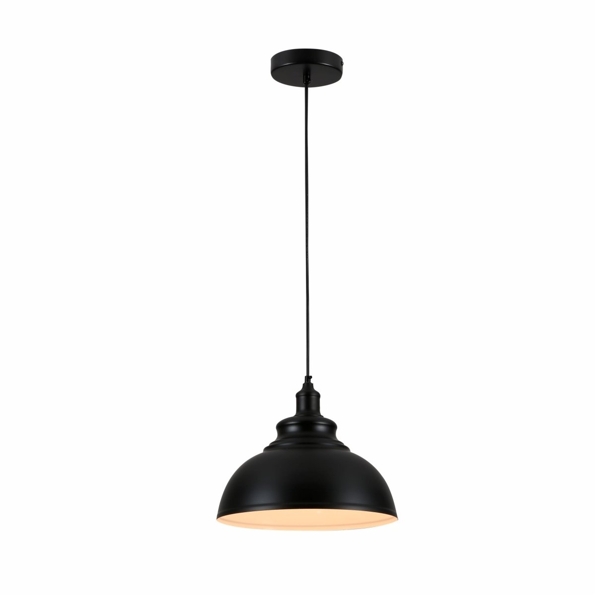 Main image of Black Dome Industrial Large Metal Ceiling Pendant Light with E27 Fitting | TEKLED 150-18364
