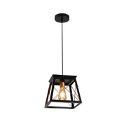 Main image of Black Gold Caged Industrial Retro Square Pendant Ceiling Light with E27 | TEKLED 159-17862