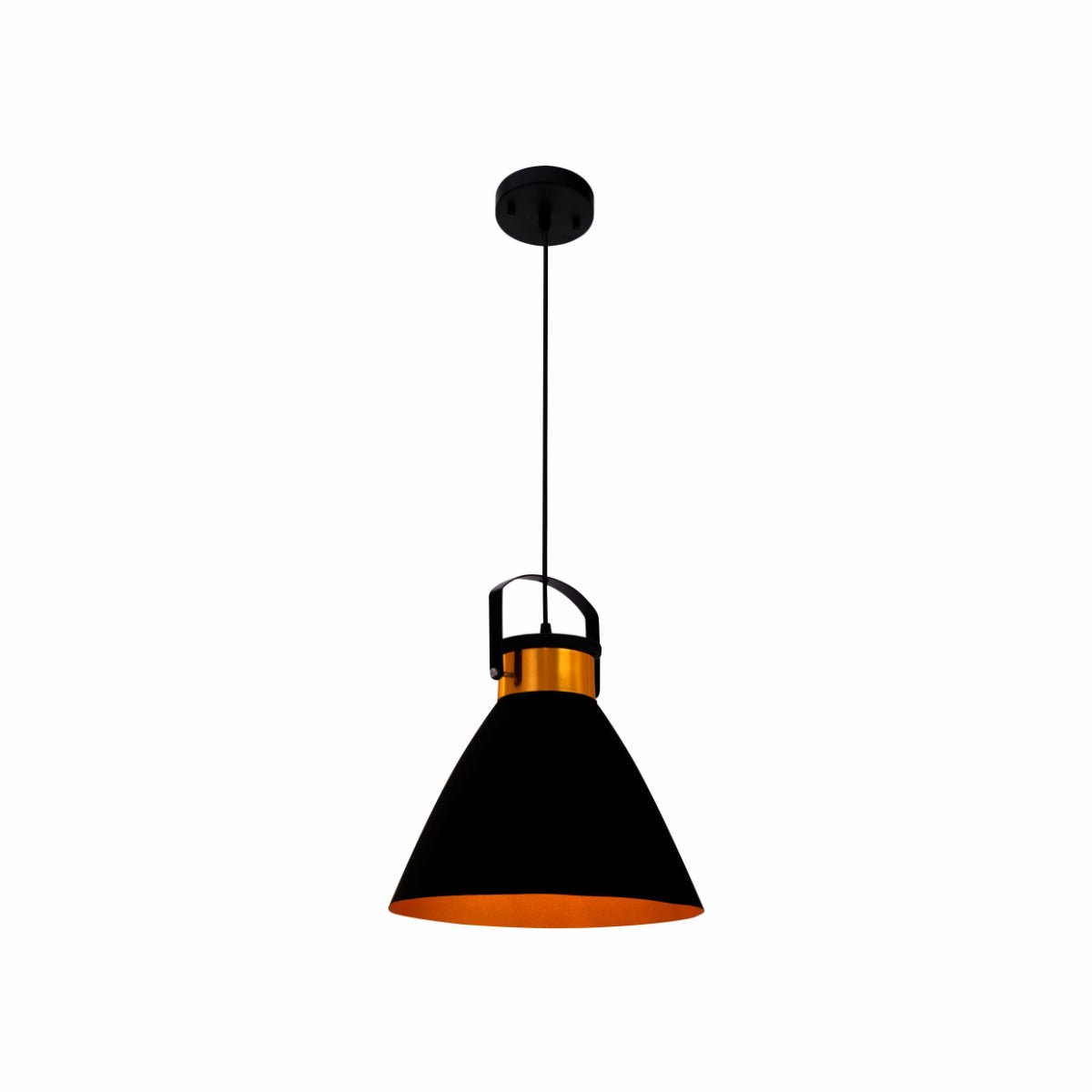 Main image of Black Gold Funnel Modern Metal Ceiling Pendant Light with E27 Fitting | TEKLED 150-18112