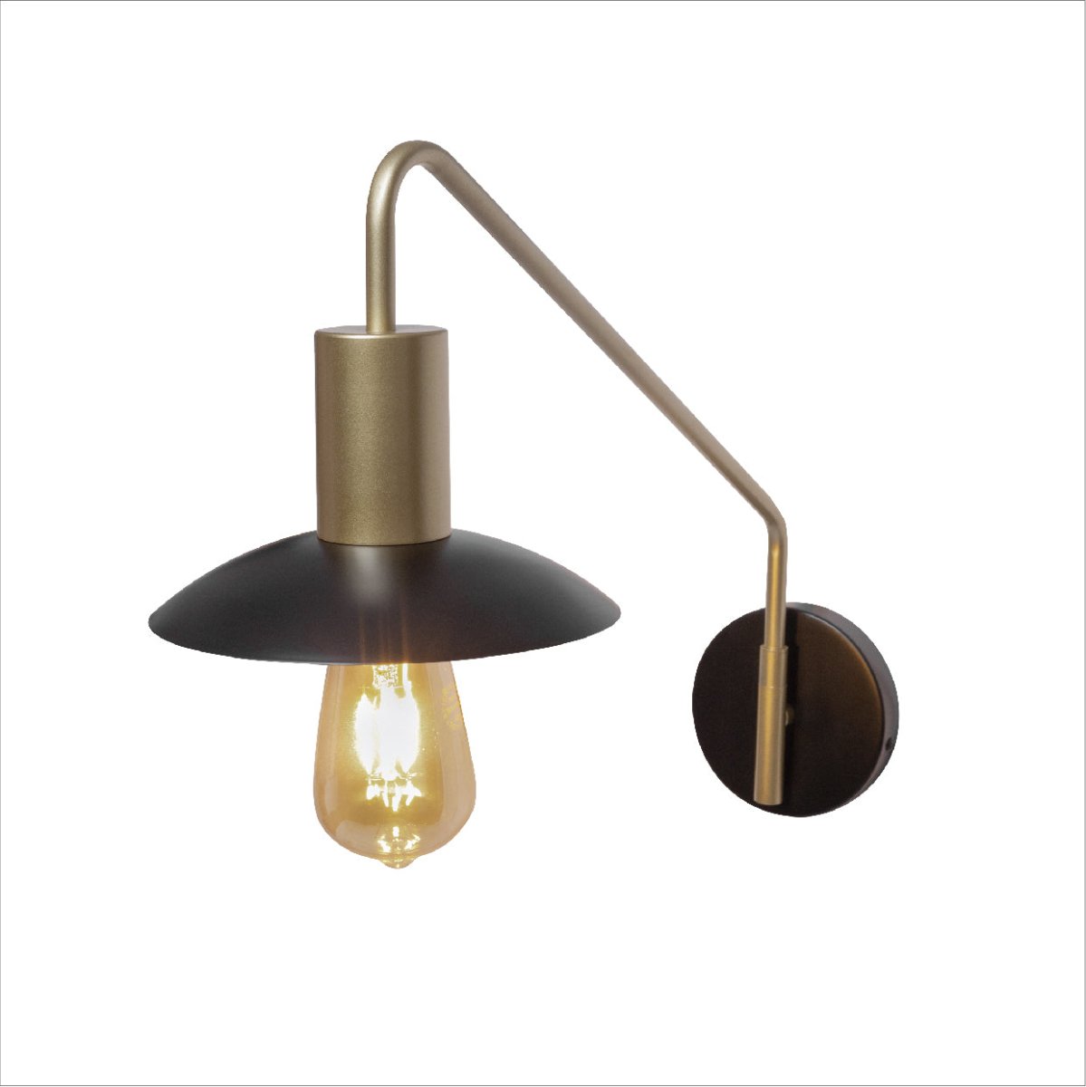 Main image of Black Gold Metal Flat Wall Light with E27 Fitting | TEKLED 151-19624