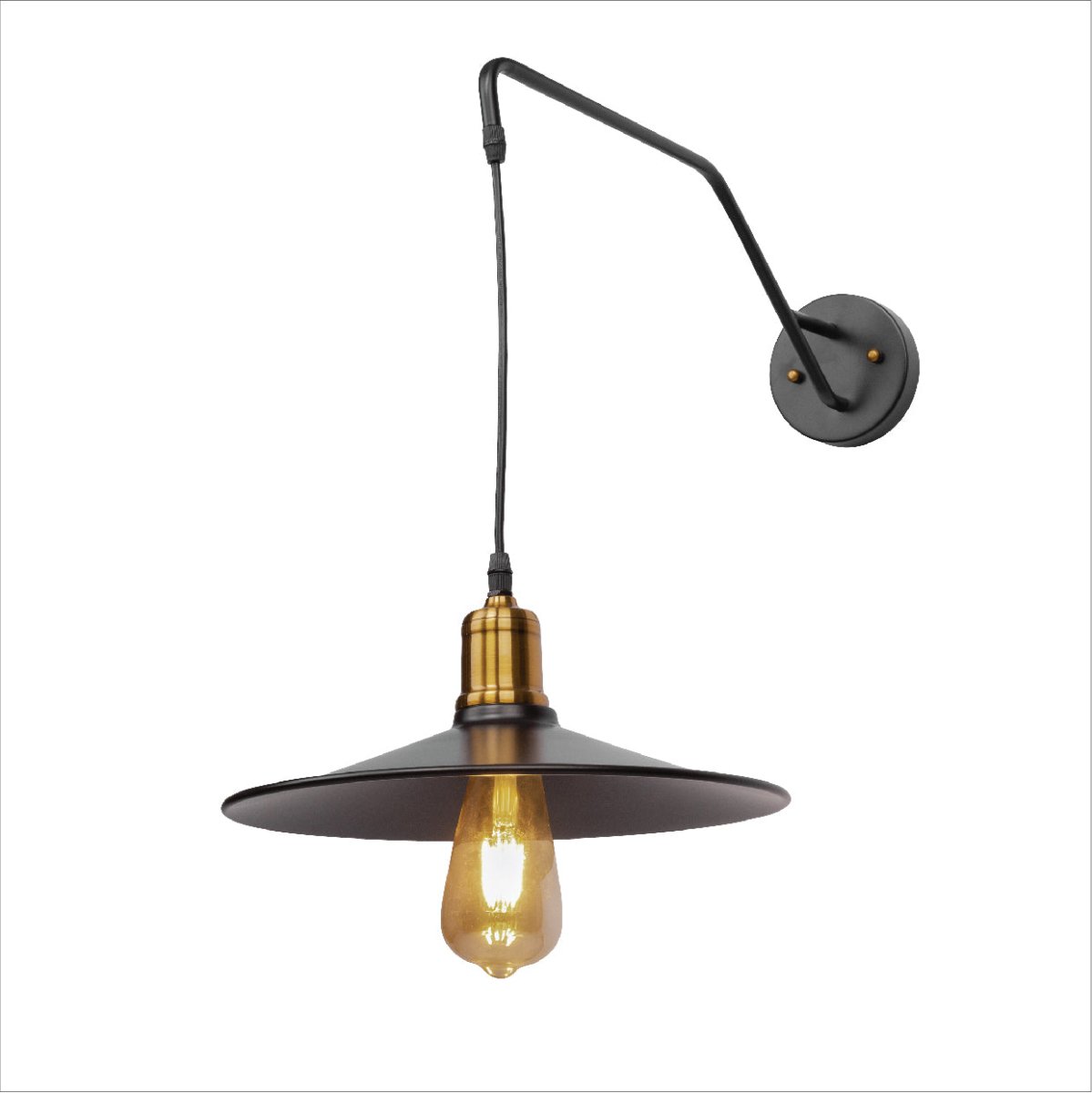 Main image of Black Gold Metal Suspended Wall Light with E27 Fitting | TEKLED 151-19636