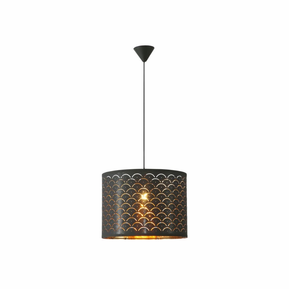 Main image of Black Gold Shade Scandinavian Modern Pendant Ceiling Light Large with E27 Fitting | TEKLED 158-19592