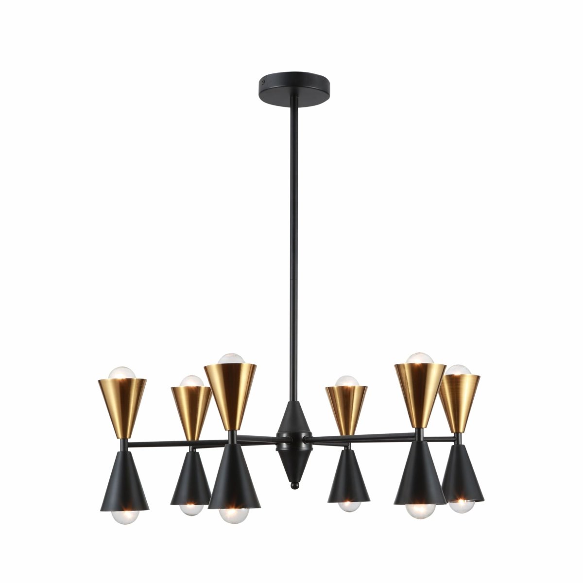 Main image of Black Gold Up Down Funnel Modern Chandelier with 12xE27 Fitting | TEKLED 150-18280