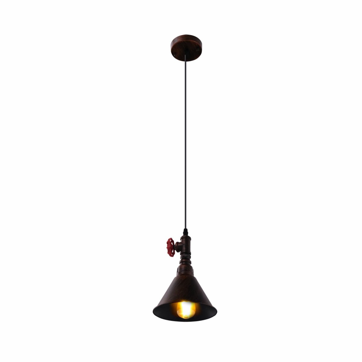 Main image of Black Gules Metal Funnel Valve Pendant Ceiling Light Small with E27 | TEKLED 150-17940