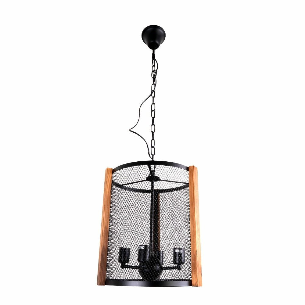 Main image of Black Metal Cylinder Cage Pendant Light with 4xE27 Fitting | TEKLED 156-19526