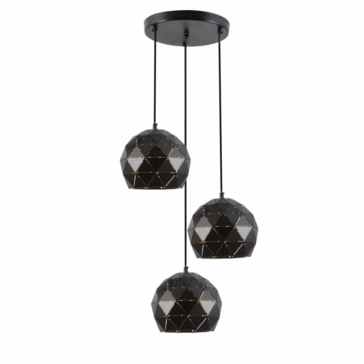Main image of Black Metal Laser Cut Globe Pendant Light with 3xE27 Fitting | TEKLED 150-18256