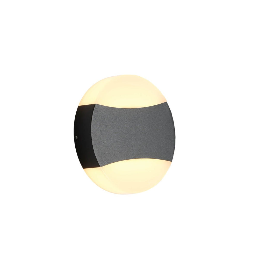 Opal Light Roop Led Black Opal Round Up Down Outdoor Modern LED Wall Light | TEKLED