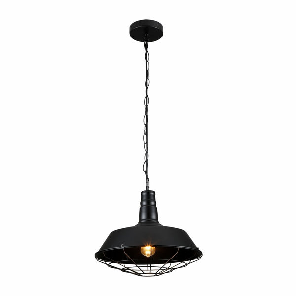 Industrial style pendant light with a black shade and chain. Perfect for adding a vintage touch to any room.
