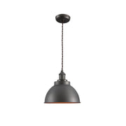 Main image of Brooklyn Vintage Metal Dome Pendant Light Pewter Copper  Bronze E27  | TEKLED 150-18203