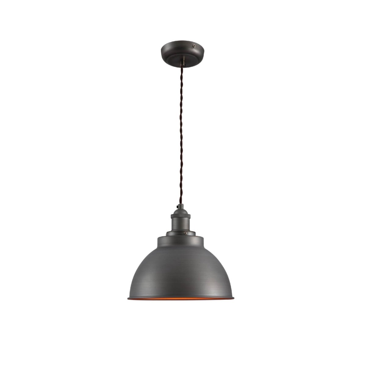 Main image of Brooklyn Vintage Metal Dome Pendant Light Pewter Copper  Bronze E27  | TEKLED 150-18203