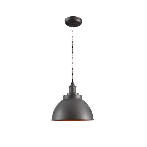 Main image of Brooklyn Vintage Metal Dome Pendant Light Pewter Copper  Bronze E27  | TEKLED 150-18203
