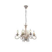 Main image of Candle French Mediterian Leaf Traditional Vintage Gold Patinated White Ceiling Light with 6xE14 Fittings | TEKLED 158-19096