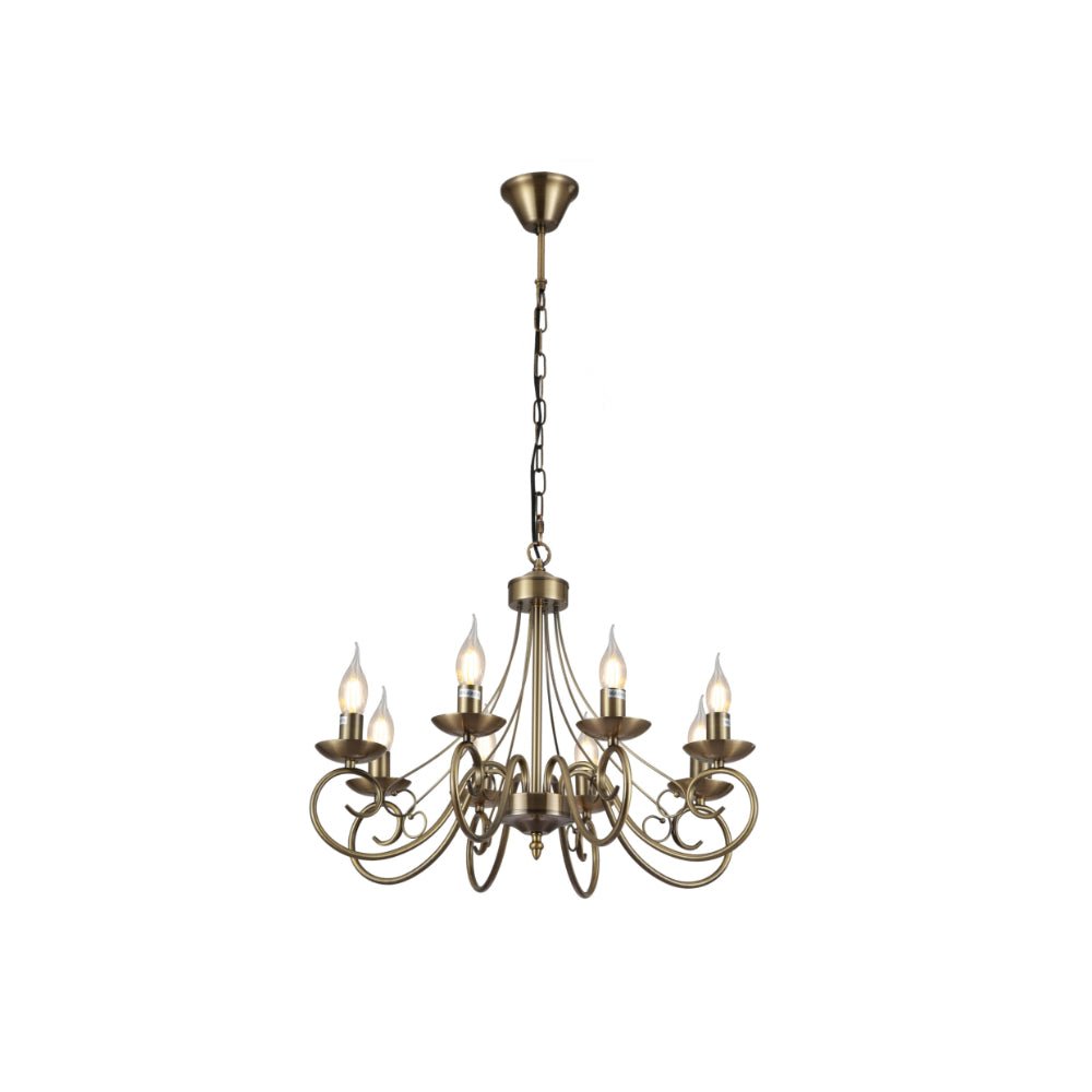 Main image of Candle Vintage Antique Brass French Chandelier Ceiling Light 8xE14 | TEKLED 152-17620
