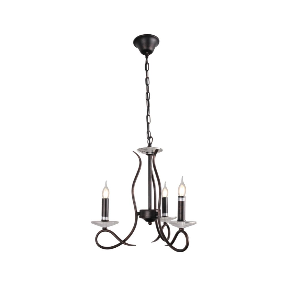 Main image of Candle Vintage Rustic Black French Chandelier Ceiling Light 3xE14 | TEKLED 156-18146